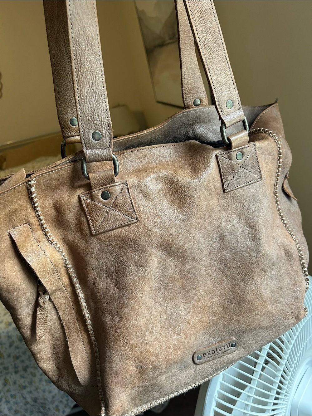 Tan Leather Tote Bag